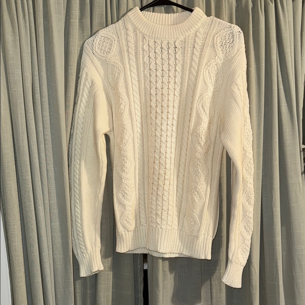 Cream Cable Knit Crew Neck Sweater